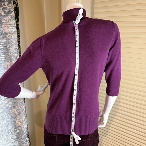 Reitmans Argyle Sweater Cotton Blend Purple Turtleneck 3/4 Sleeves Women’s Sz M - Picture 7 of 13